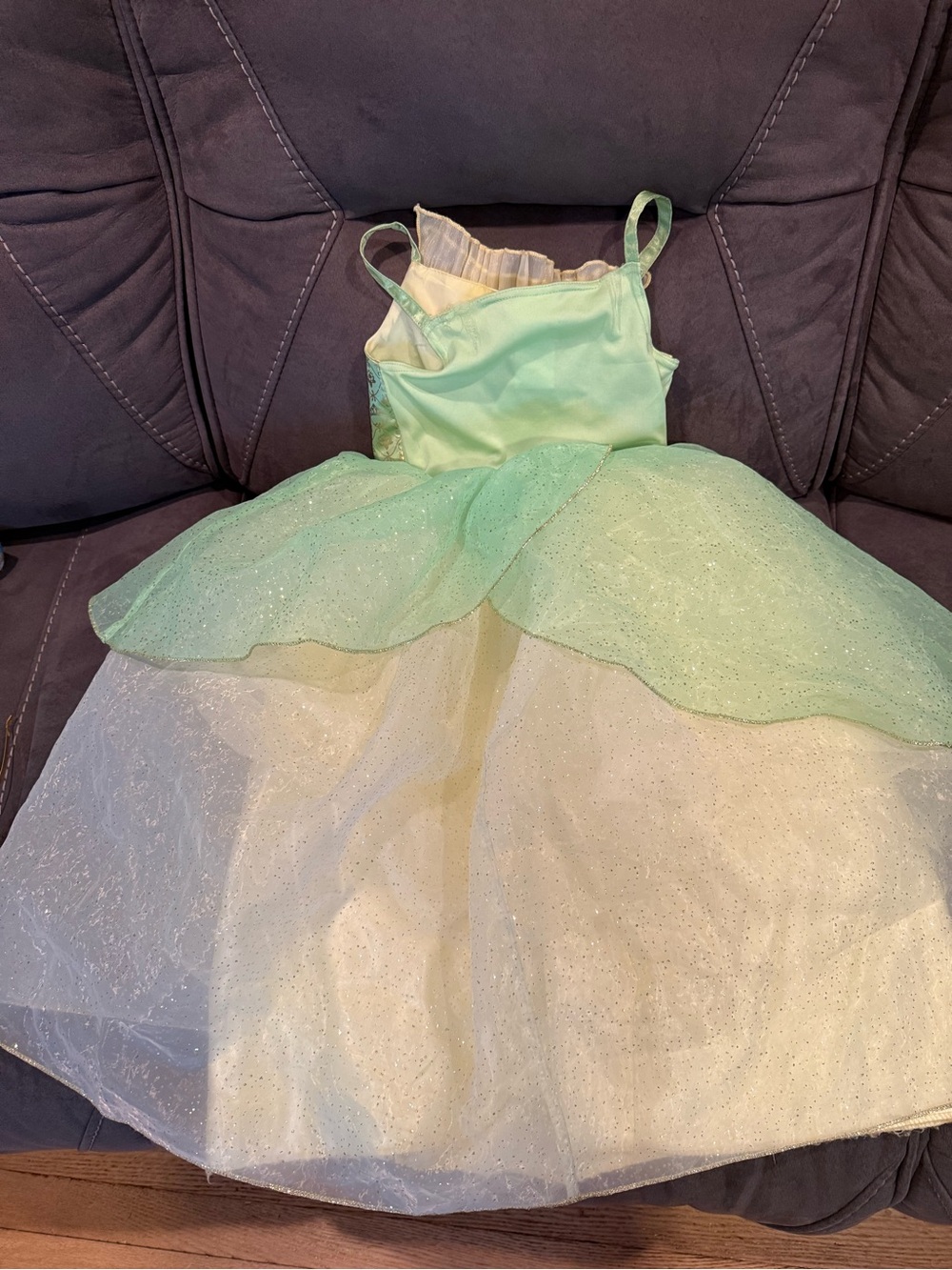 Disney Light Green and Gold Princess Dress with Gold Tiara - Picture 2 of 4